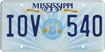 MS license plate IOV540