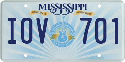 MS license plate IOV701