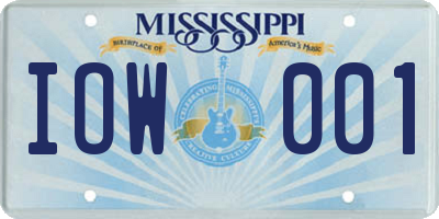 MS license plate IOW001