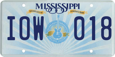 MS license plate IOW018