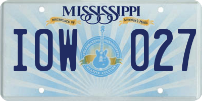 MS license plate IOW027