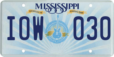 MS license plate IOW030