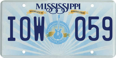 MS license plate IOW059