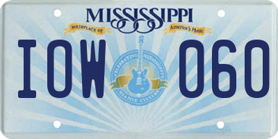 MS license plate IOW060