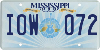 MS license plate IOW072