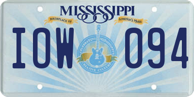 MS license plate IOW094
