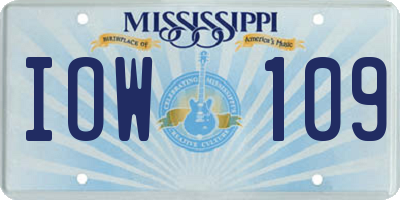 MS license plate IOW109