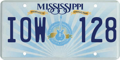 MS license plate IOW128