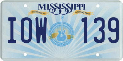 MS license plate IOW139