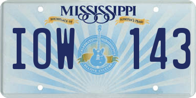 MS license plate IOW143