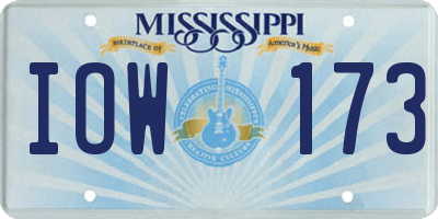 MS license plate IOW173