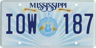 MS license plate IOW187