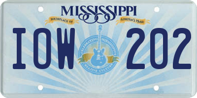 MS license plate IOW202