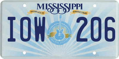 MS license plate IOW206