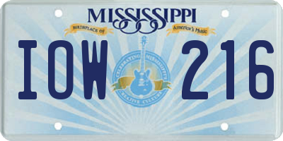 MS license plate IOW216