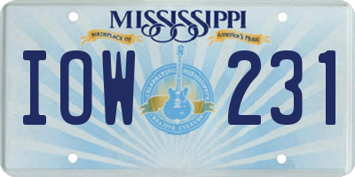 MS license plate IOW231