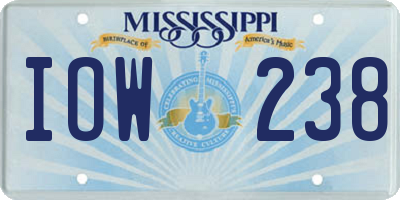 MS license plate IOW238