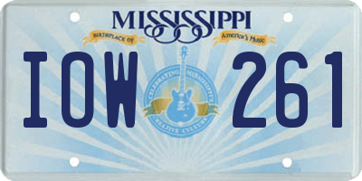 MS license plate IOW261
