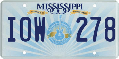MS license plate IOW278