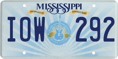 MS license plate IOW292
