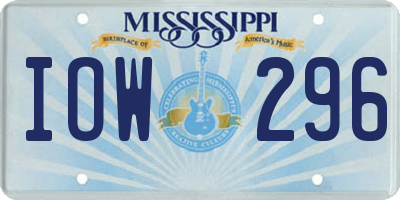 MS license plate IOW296