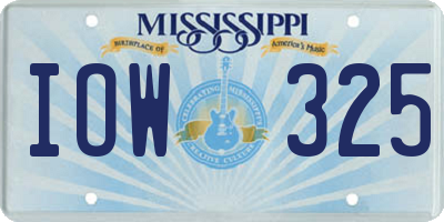 MS license plate IOW325