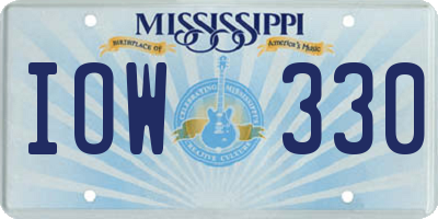 MS license plate IOW330
