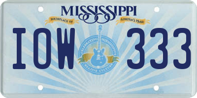 MS license plate IOW333