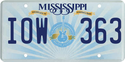 MS license plate IOW363