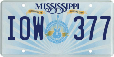 MS license plate IOW377