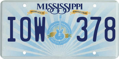 MS license plate IOW378