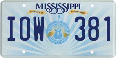 MS license plate IOW381