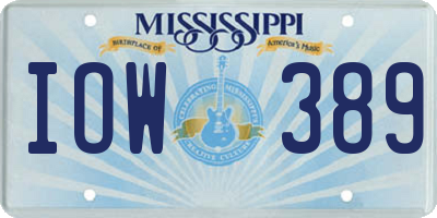 MS license plate IOW389
