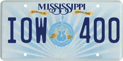MS license plate IOW400
