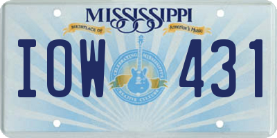 MS license plate IOW431