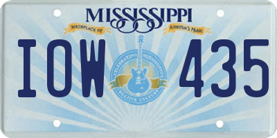 MS license plate IOW435