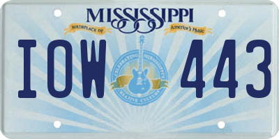 MS license plate IOW443