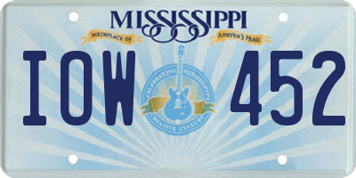 MS license plate IOW452