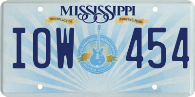 MS license plate IOW454