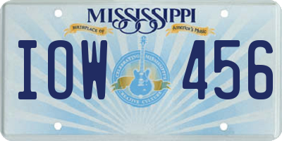 MS license plate IOW456