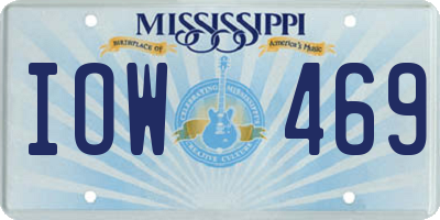 MS license plate IOW469