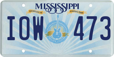 MS license plate IOW473
