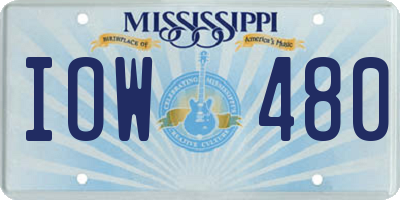 MS license plate IOW480