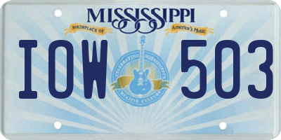 MS license plate IOW503