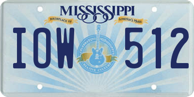 MS license plate IOW512