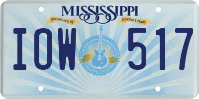 MS license plate IOW517