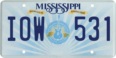 MS license plate IOW531