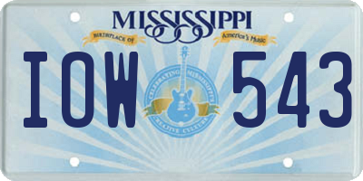 MS license plate IOW543