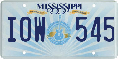 MS license plate IOW545