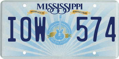 MS license plate IOW574